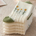 Cartoon Print Mid-Length Socks – Soft Cotton Casual Wear for Women