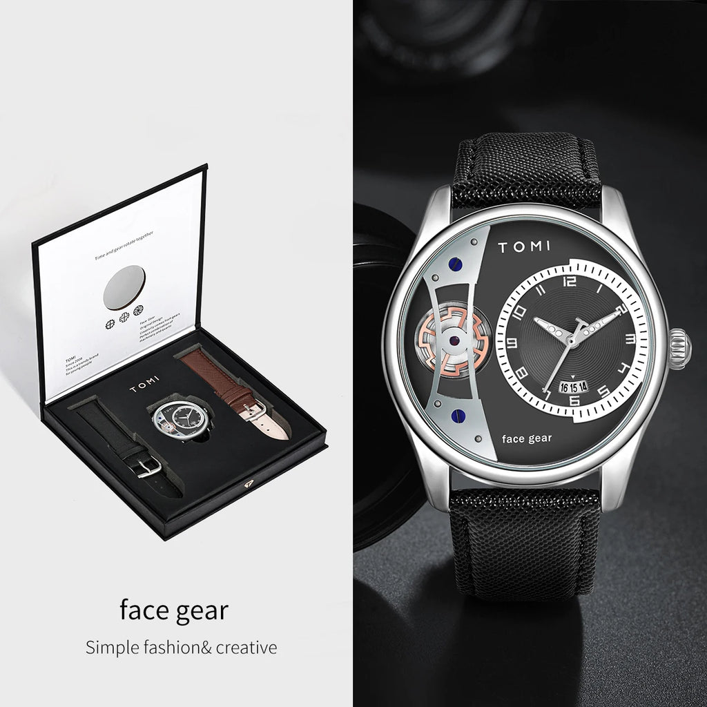 Minimalist Quartz Watch – Luxury Double Strap Set for Business Gift