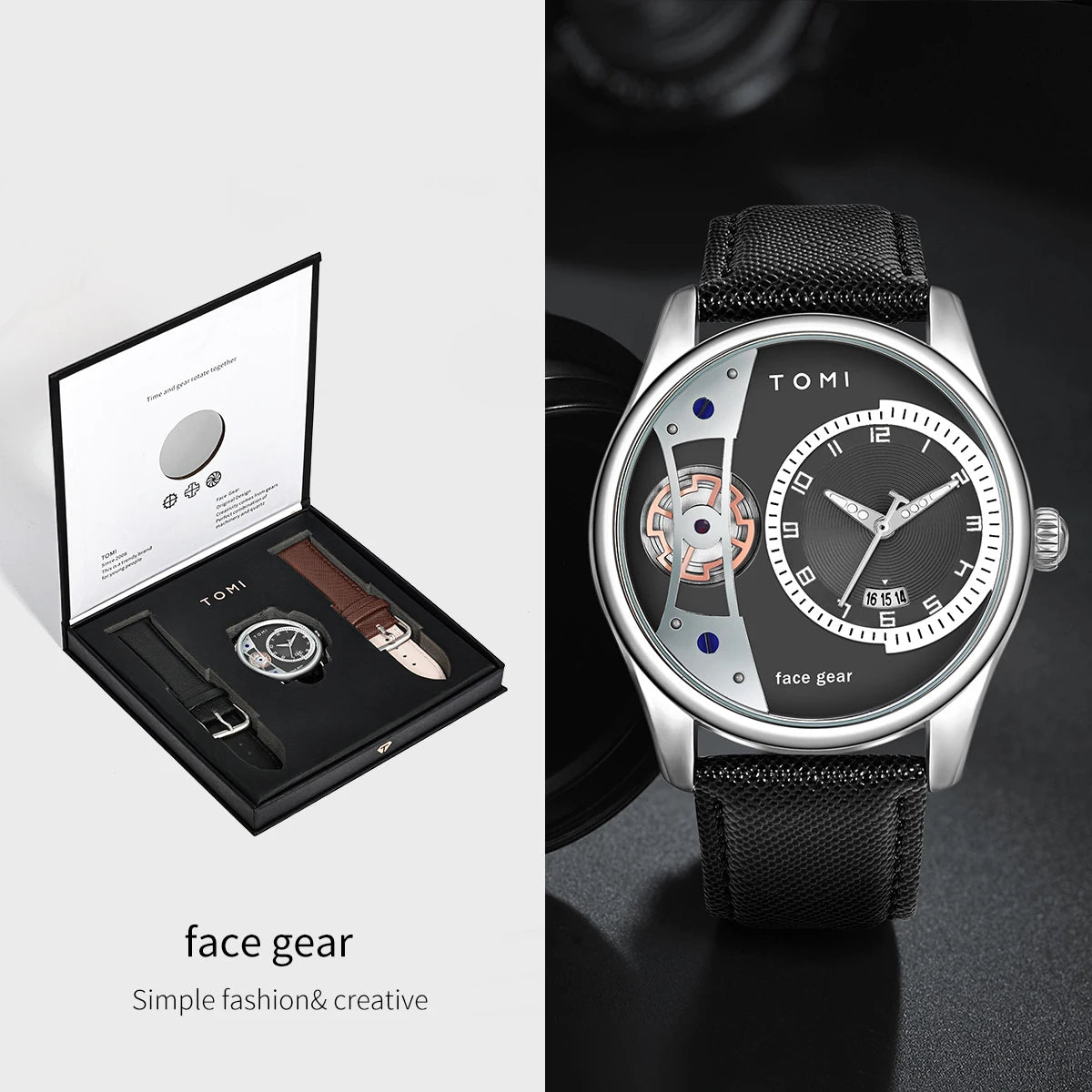 Minimalist Quartz Watch – Luxury Double Strap Set for Business Gift