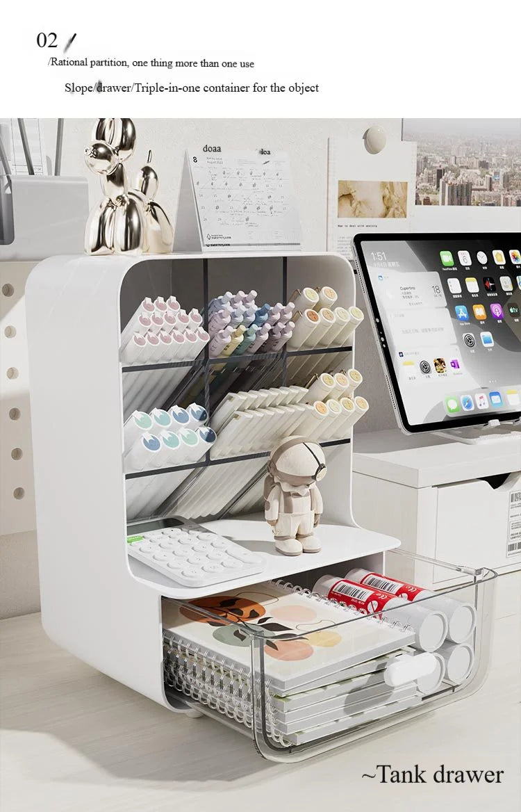 Slanted Desk Organizer – Large Capacity Stationery Holder for Office Storage