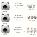 Plush Cat Shape Bed – Semi-Closed Warm Cave for Pet Sleeping