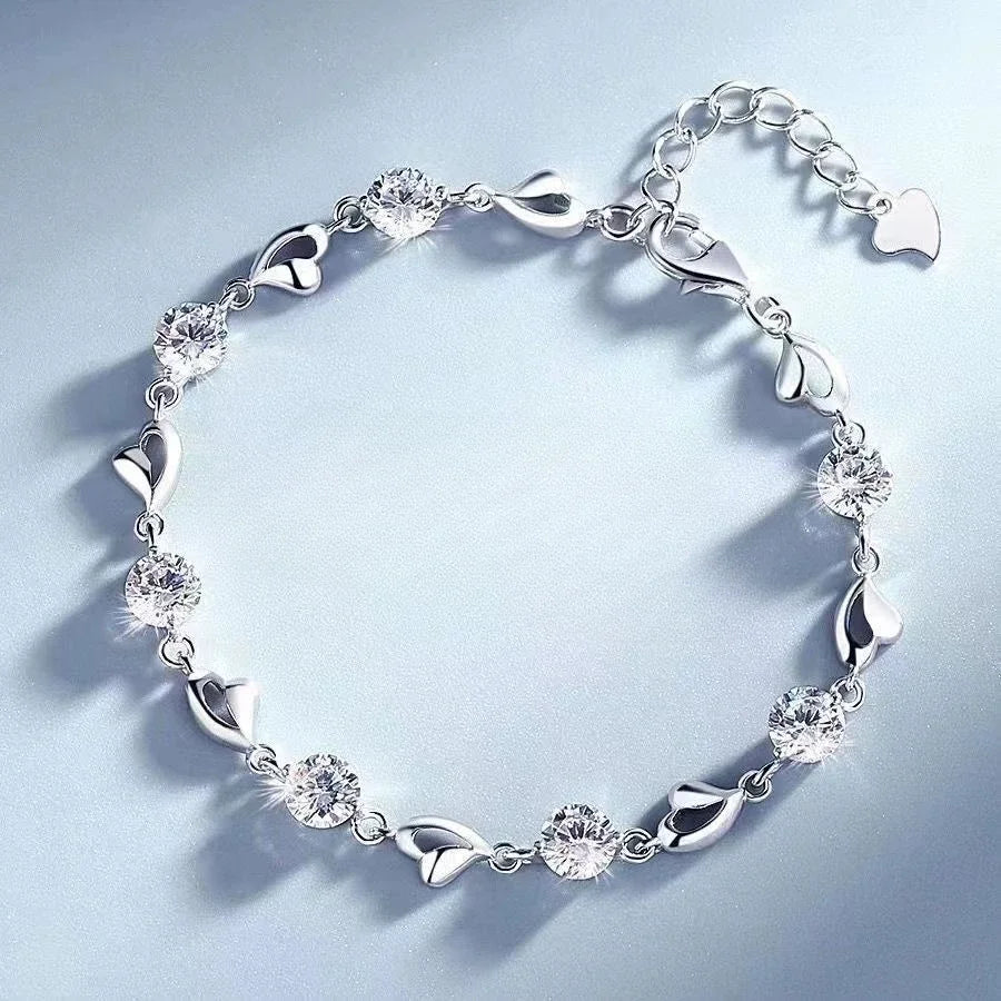 925 Sterling Silver Star Bracelet – Adjustable Double Layer for Party Jewelry