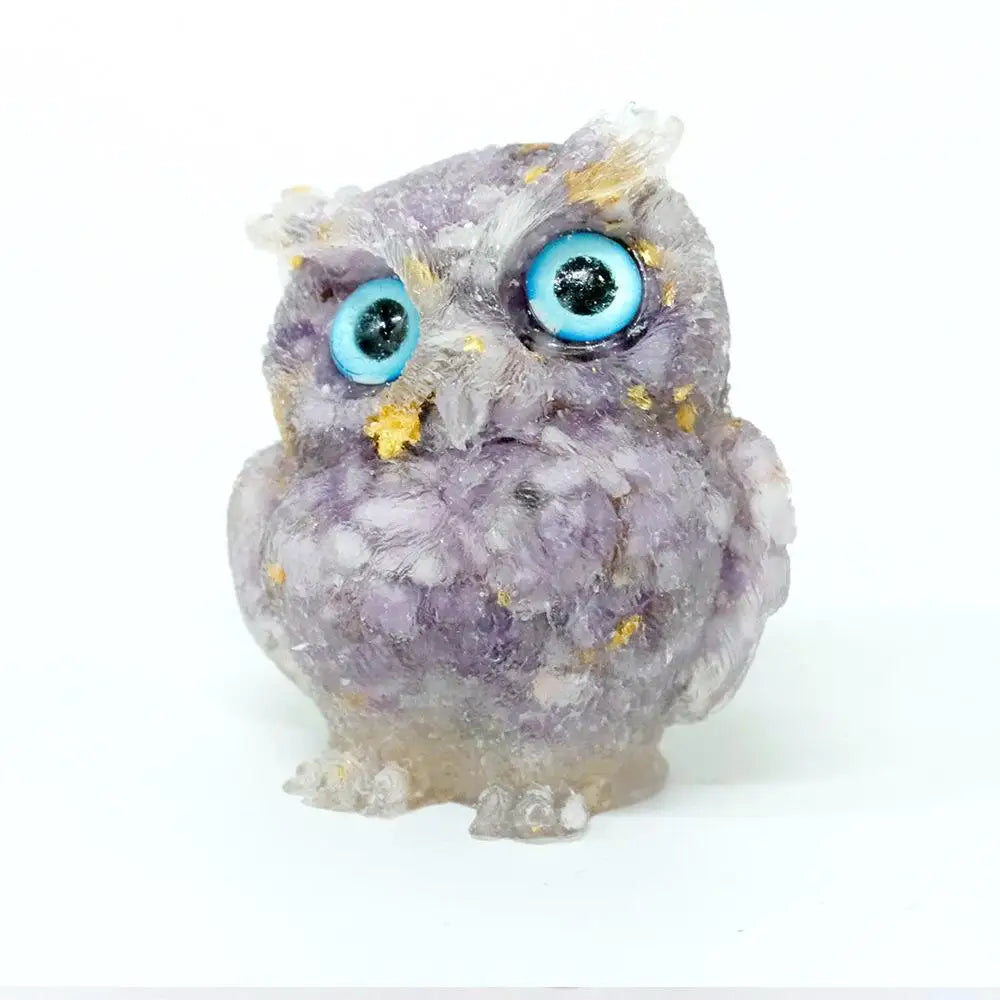 Crystal Owl Ornament – Natural Gemstone Figurine for Home Decor and Aquarium