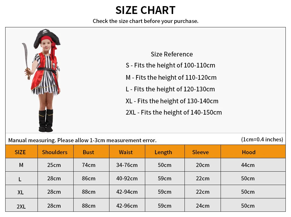 Girls Pirate Costume Set – Adventure Outfit for Halloween Cosplay