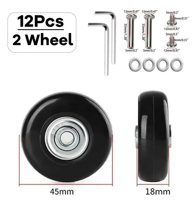 Luggage Replacement Wheels – Silent Repair Kit for Travel Suitcase