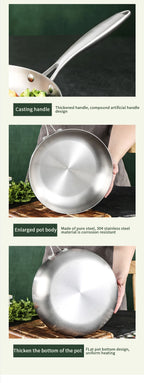 Stainless Steel Frying Pan – Nonstick Uncoated Cookware for Kitchen Stoves