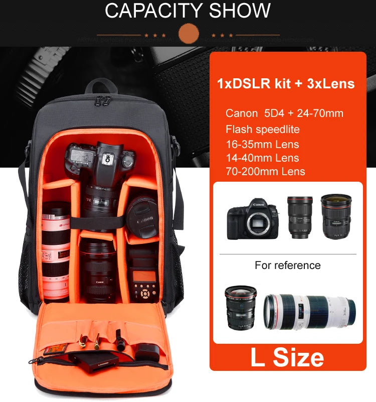 Waterproof Camera Backpack – Large Capacity DSLR Bag for Outdoor Photography
