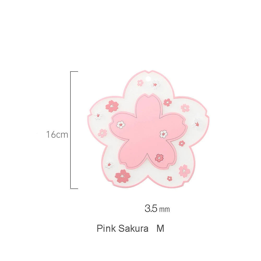 Sakura Cherry Blossom Coaster – Silicone Heat Insulation Mat for Tea Mugs