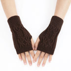 Soft Wool Half Finger Gloves – Warm Knit Arm Mittens for Winter Outdoor