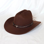 Vintage Wide Brim Cowboy Hat – Leather Western Style for Men and Women