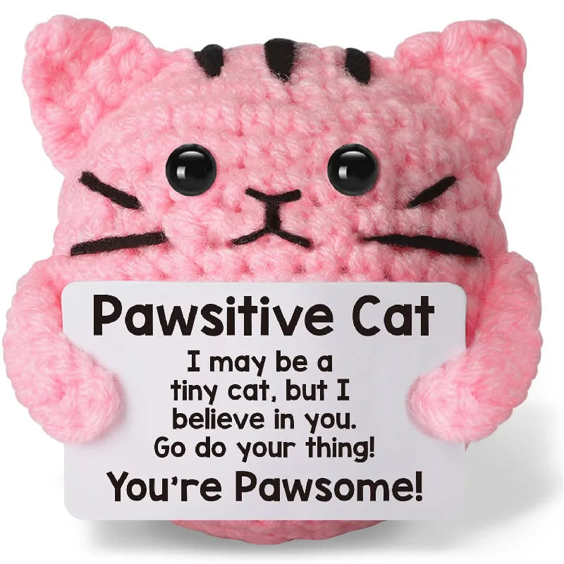 Handmade Crochet Cat Doll – Positive Energy Ornament for Christmas Gifts