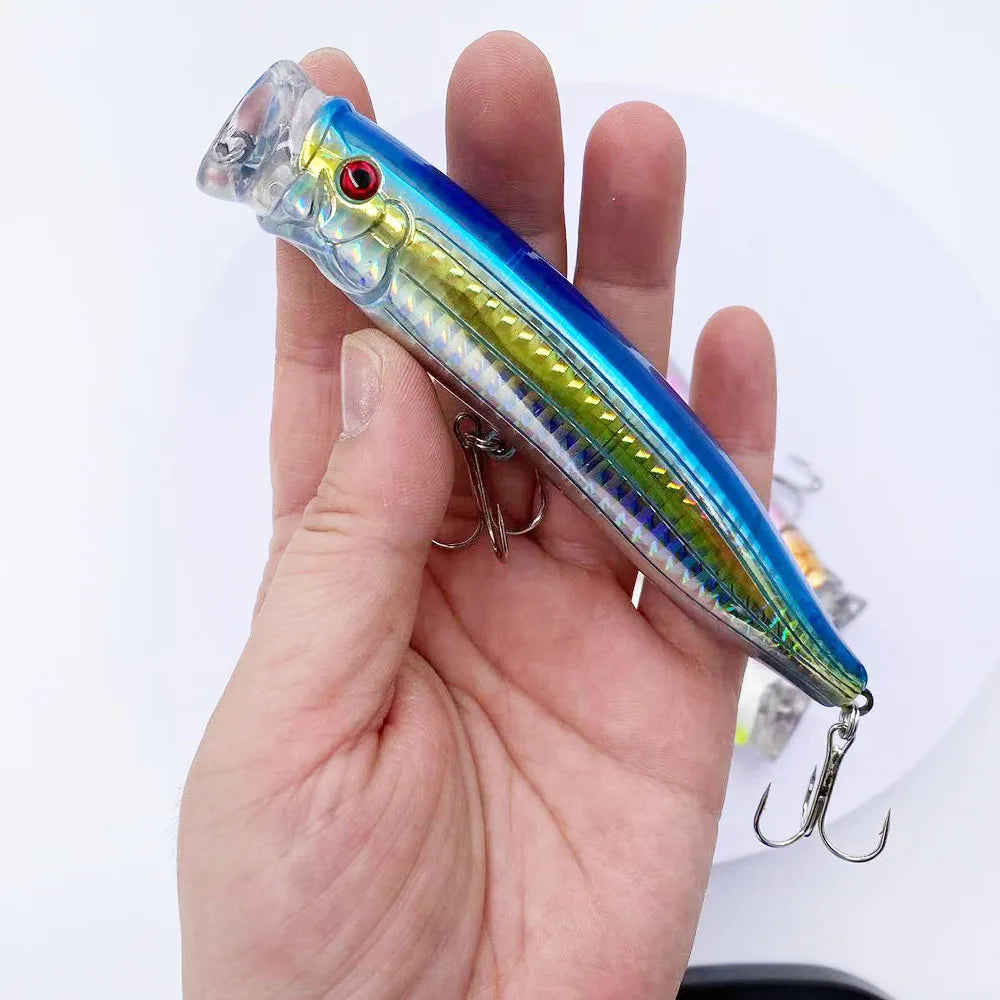 Reinforced Popper Fishing Lure – 28g Wire-Integrated Bait for Seabass Casting