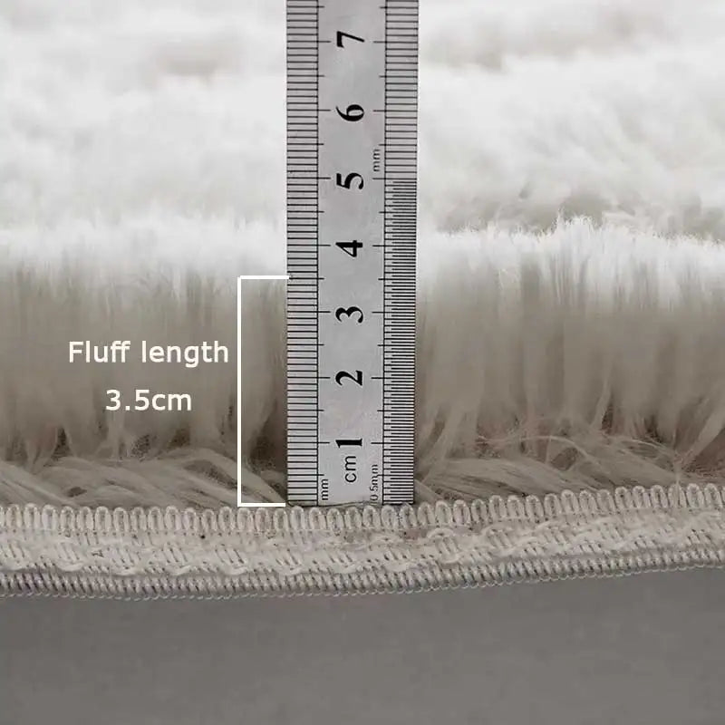 Plush Gray Area Rug – Fluffy Anti-Slip Velvet Carpet for Living Room Decor