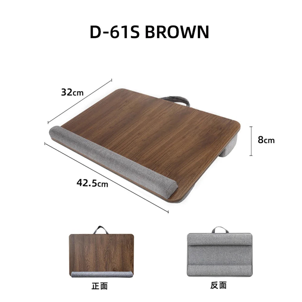 Portable Wooden Laptop Bed Desk – 15 Inch Lap Tray with Cushion for Study