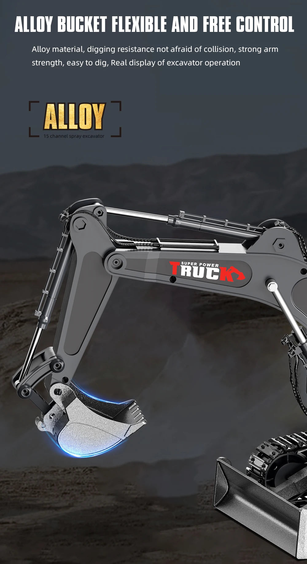Alloy RC Excavator Toy – 2.4G Remote Control Engineering Truck for Kids
