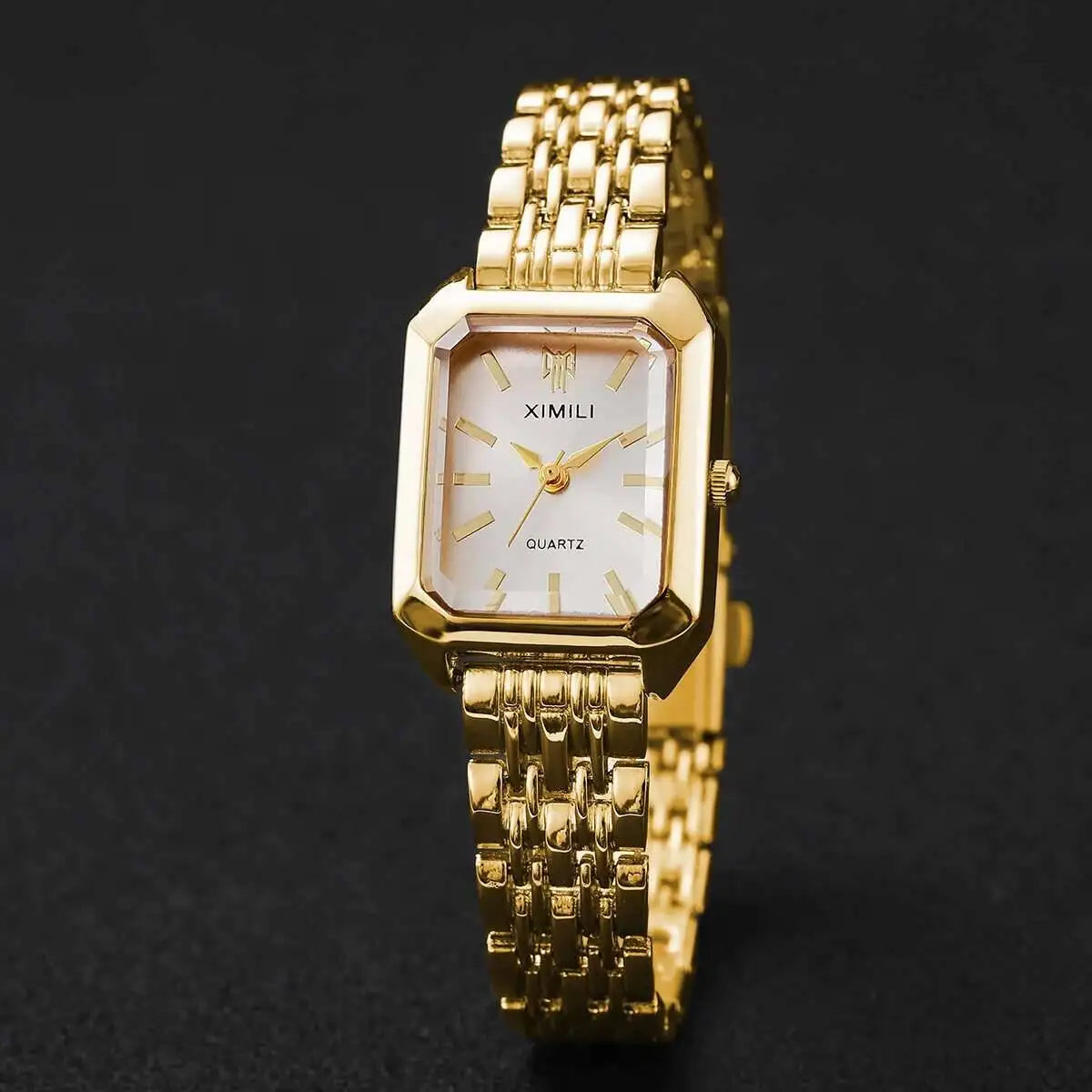 Rhinestone Rectangle Women Watches – Stainless Steel Luxury Quartz Jewelry Set