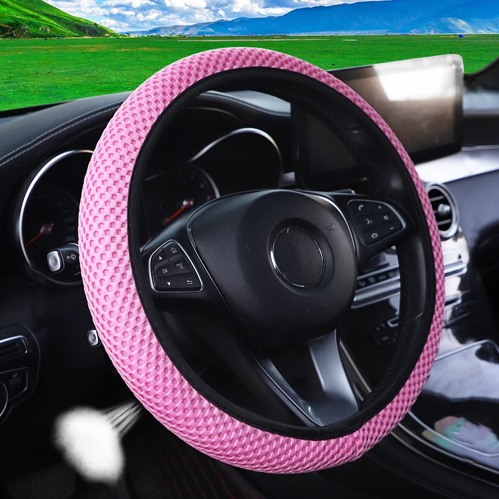 Breathable Mesh Car Steering Wheel Cover – Comfortable Grip for Women