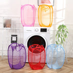 Mesh Foldable Laundry Basket – Minimalist Monochrome Hamper for Bathroom