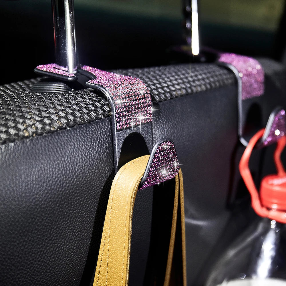 Artificial Diamond Car Hooks – Bling Hidden Seat Hanger for Car Organization