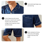 Satin Pajama Set – Short Sleeve Button-Down Sleepwear for Men