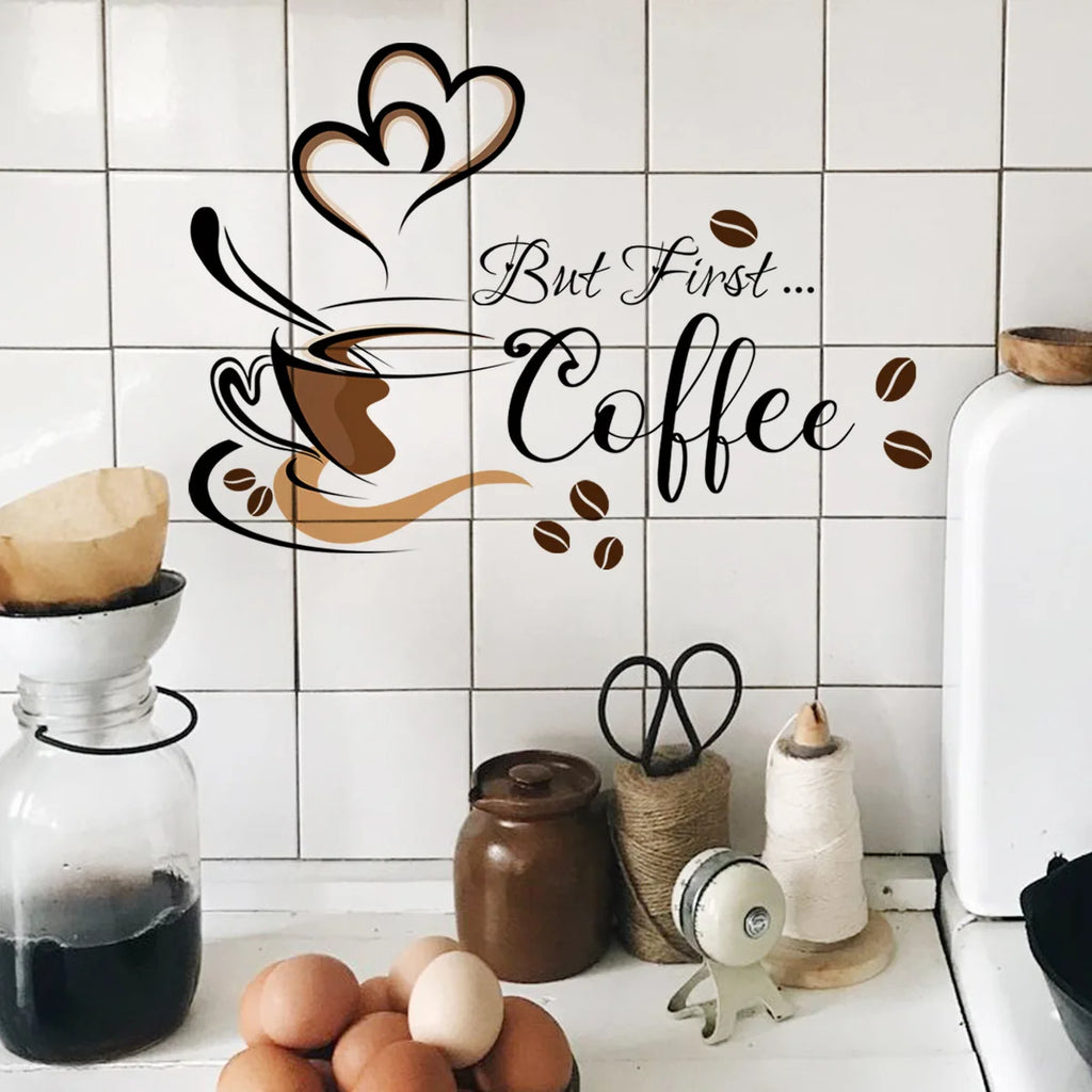 Coffee Cup Wall Stickers – Adhesive Vinyl Decals for Cafe Kitchen Decor