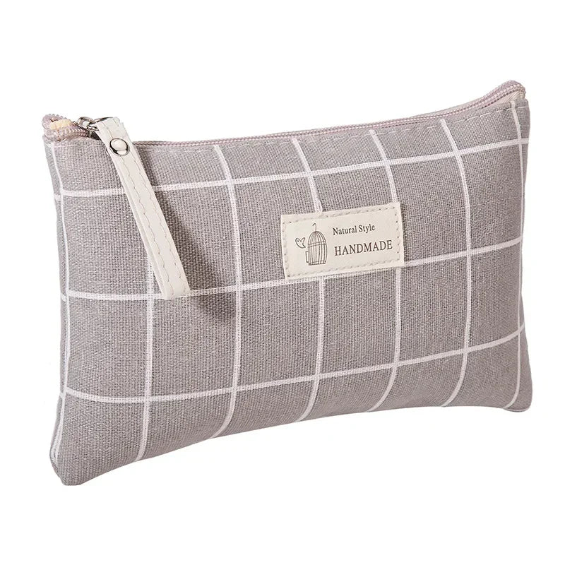 Canvas Small Cosmetic Bag – Portable Makeup Organizer for Travel