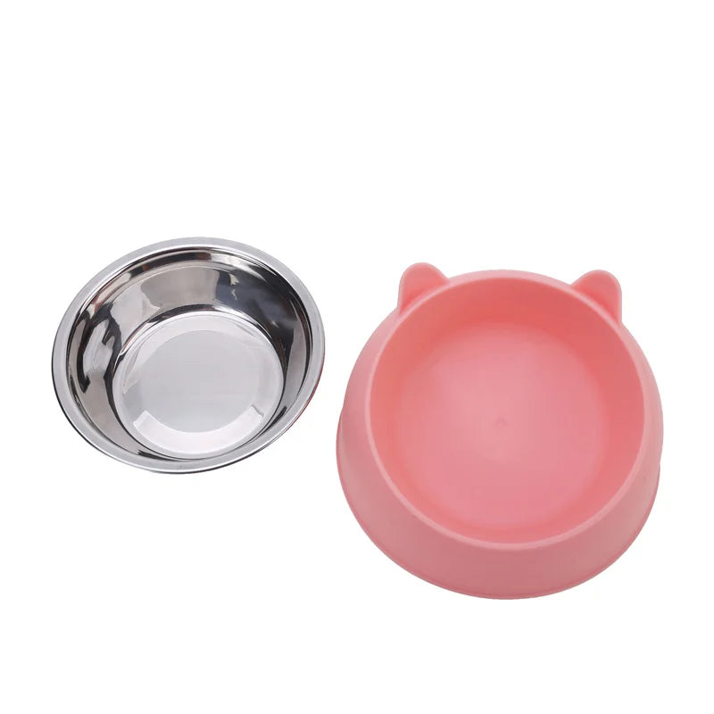 Stainless Steel Inclined Cat Bowl – Ergonomic Pet Food Feeder for Cats and Dogs