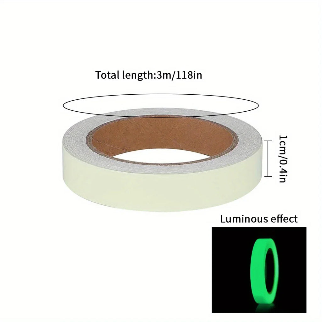 Luminous Safety Tape – 1cm x 3m Fluorescent Glow Strip for Stair Fire Warning