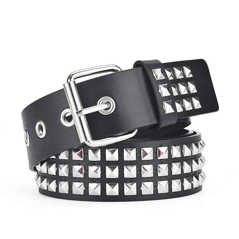 Punk Pyramid Rivet Belt – Metal Studded Hardware for Unisex Y2K Fashion