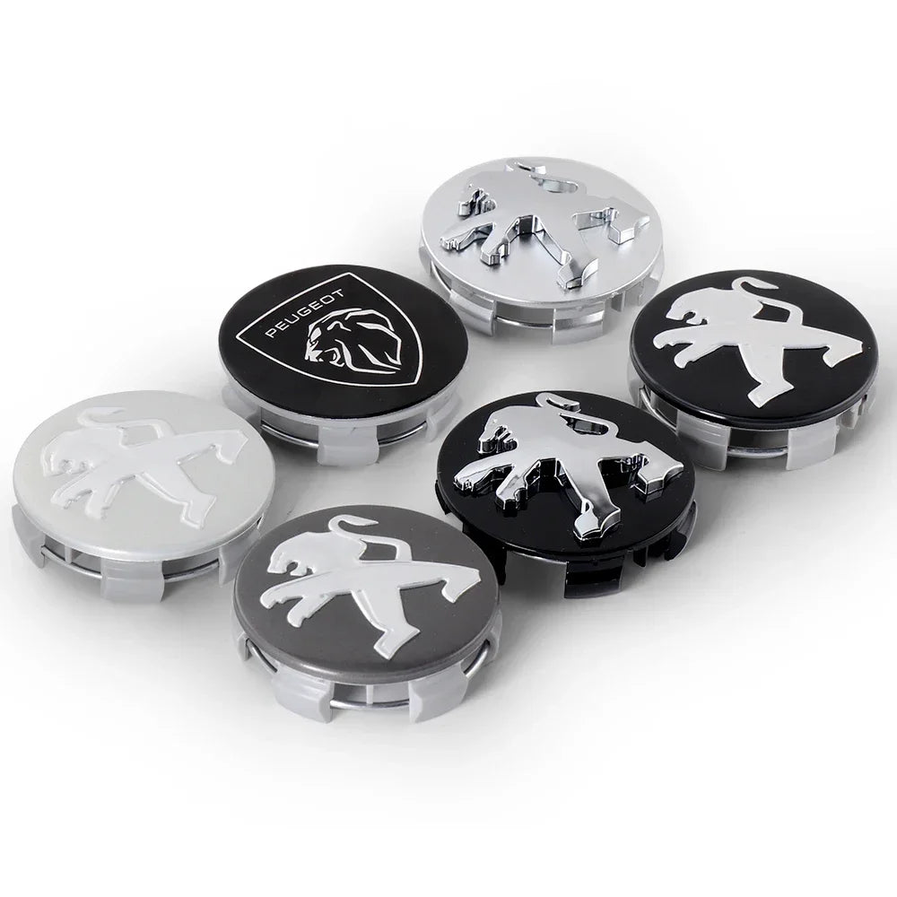 60mm Car Wheel Center Caps – Peugeot GT Logo Emblem Hub Covers for Auto Styling