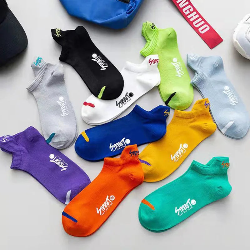 Breathable Ankle Socks – Colorful Invisible Sportswear for Men Running