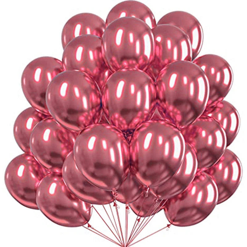 12-Inch Round Metallic Confetti Balloons – Latex Party Decor for Anniversaries