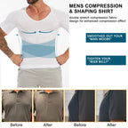 Men's Compression Shapewear Shirt – V-Neck Tummy Control for Fitness Workout