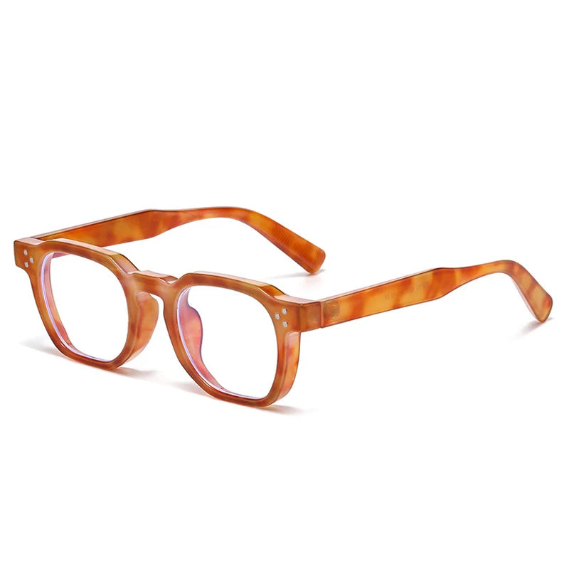 Vintage Rivet Oval Sunglasses – Leopard Anti Blue Light Frames for Men and Women