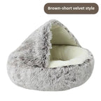 Semi-Enclosed Plush Pet Bed – Warm Winter Shell Nest for Cats and Small Dogs