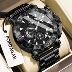 Stainless Steel Chronograph Watch – Luminous Waterproof Quartz for Men