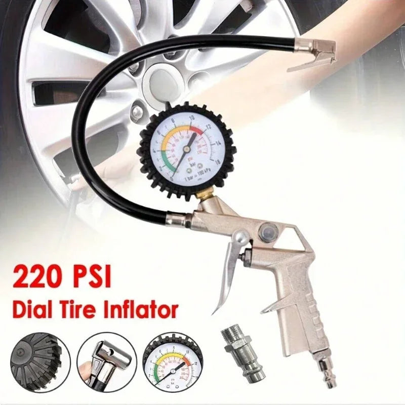 Tire Pressure Gauge – Air Inflator Gun for Car and Motorcycle Maintenance