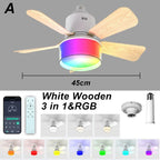 Smart RGB Ceiling Fan – E27 Bluetooth Lamp for Bedroom Decor