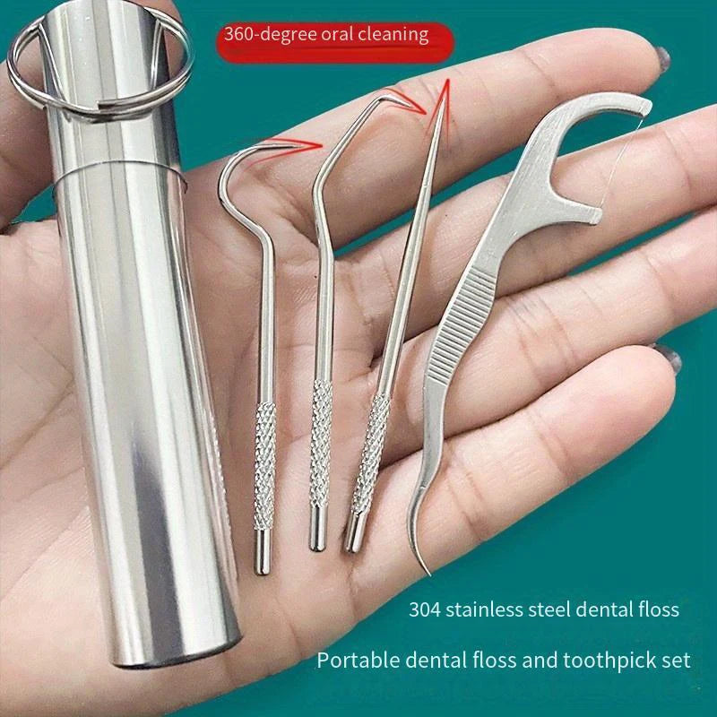 Reusable Aluminum Toothpick Set – Portable Oral Cleaning for Dental Hygiene