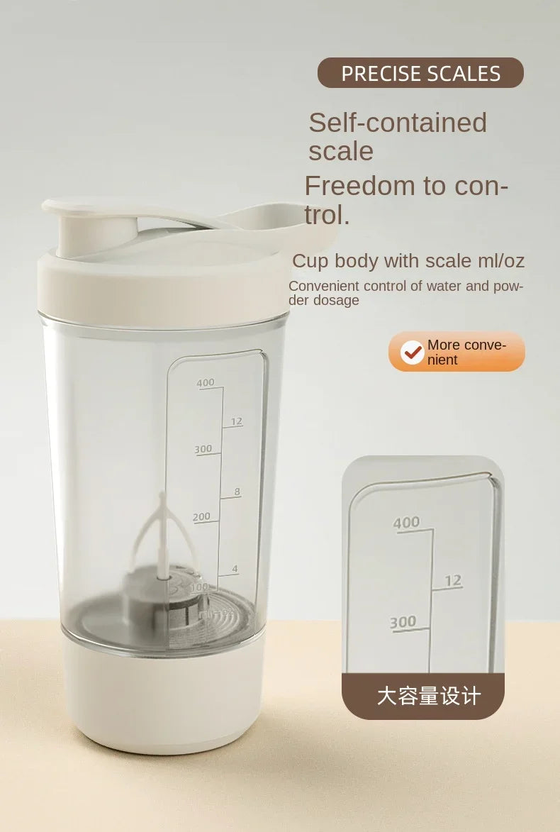Portable Electric Protein Shaker – 450ml USB Rechargeable Mixer for Fitness Gym