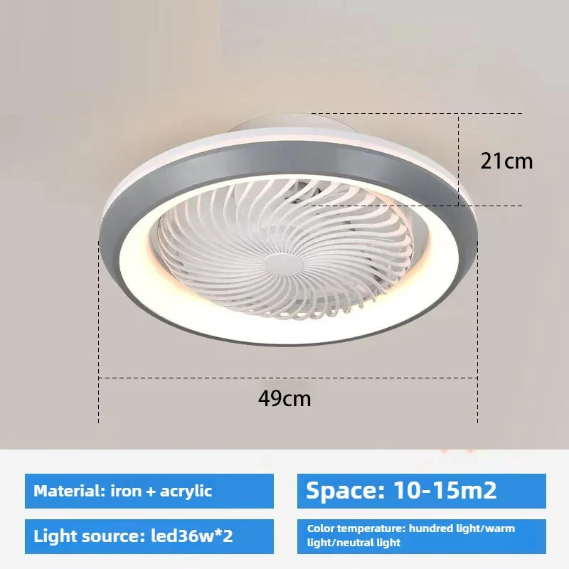 Enclosed Circular Ceiling Fan Light – Remote Controlled for Bedroom Living Room