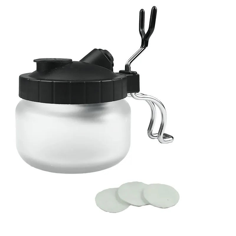 Airbrush Cleaning Pot – Glass Jar Set with Needles and Brushes