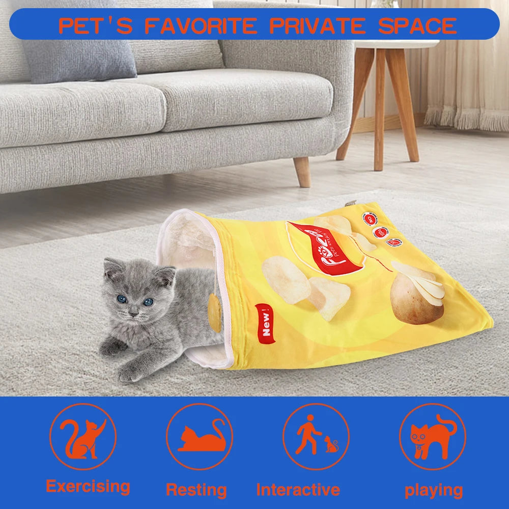 Collapsible Halloween Cat Tunnel – Gourmet Pattern Interactive Pet Toy