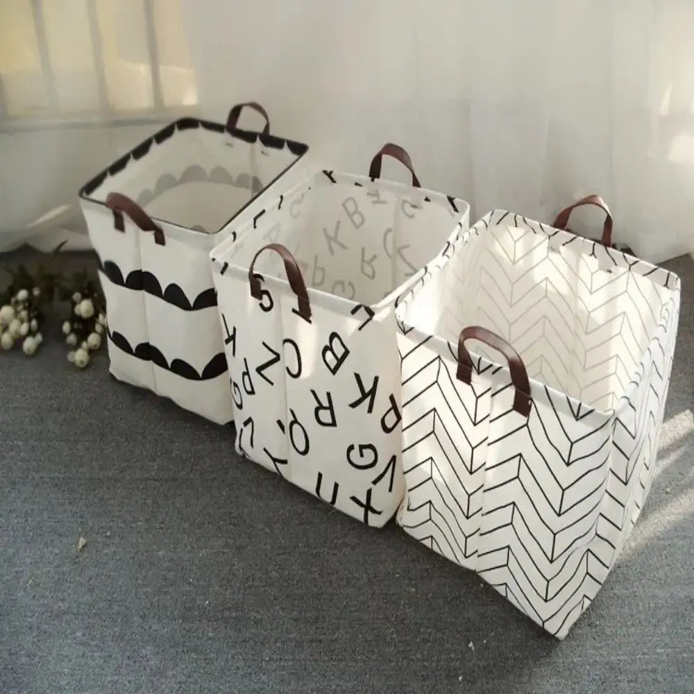 Foldable Cotton Linen Laundry Basket – Large Storage Bin for Home Organization