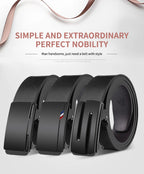 Genuine Leather Automatic Belt – Luxury Metal Buckle Strap for Men