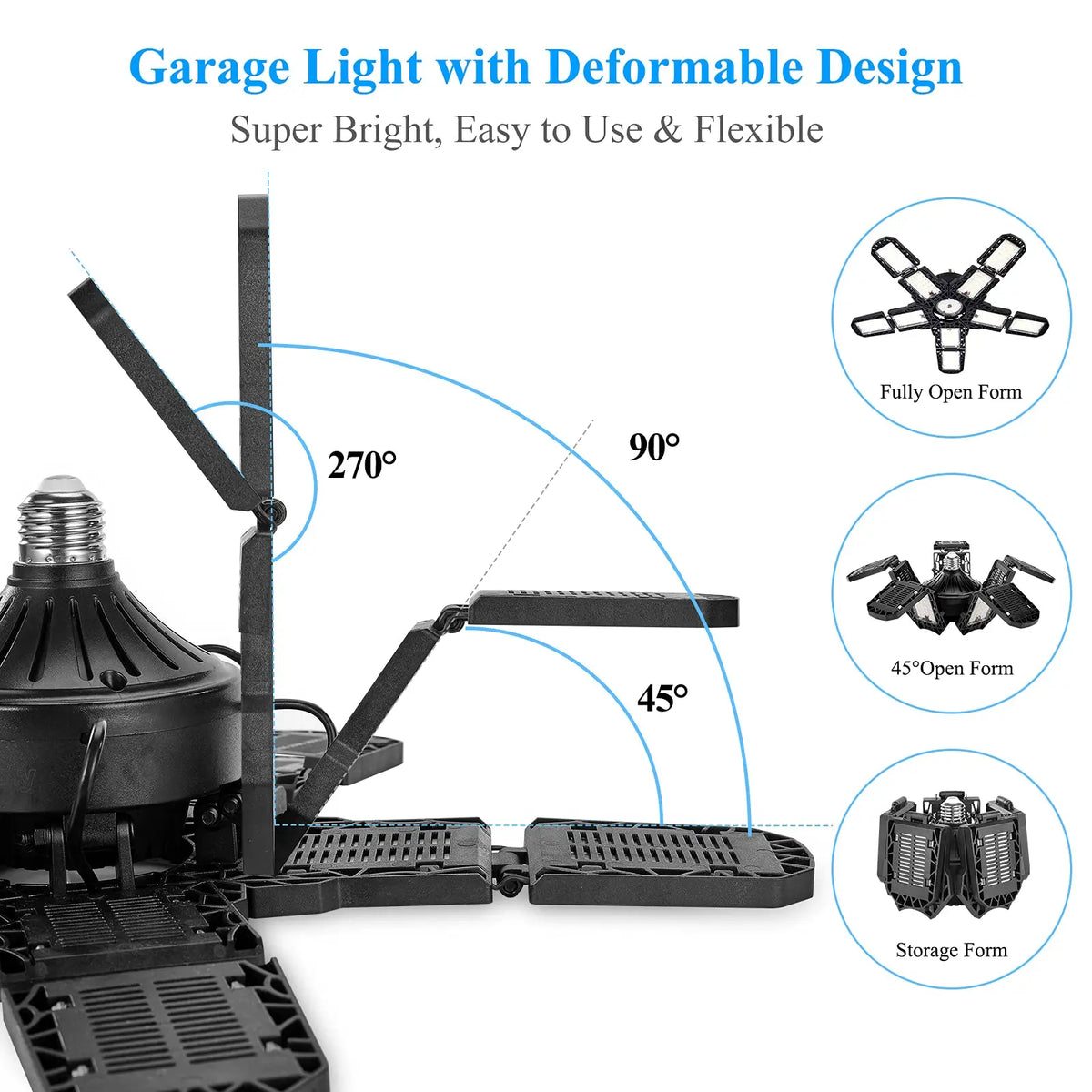 LED Garage Light – 11 Adjustable Panels for Workshop Industrial Lighting