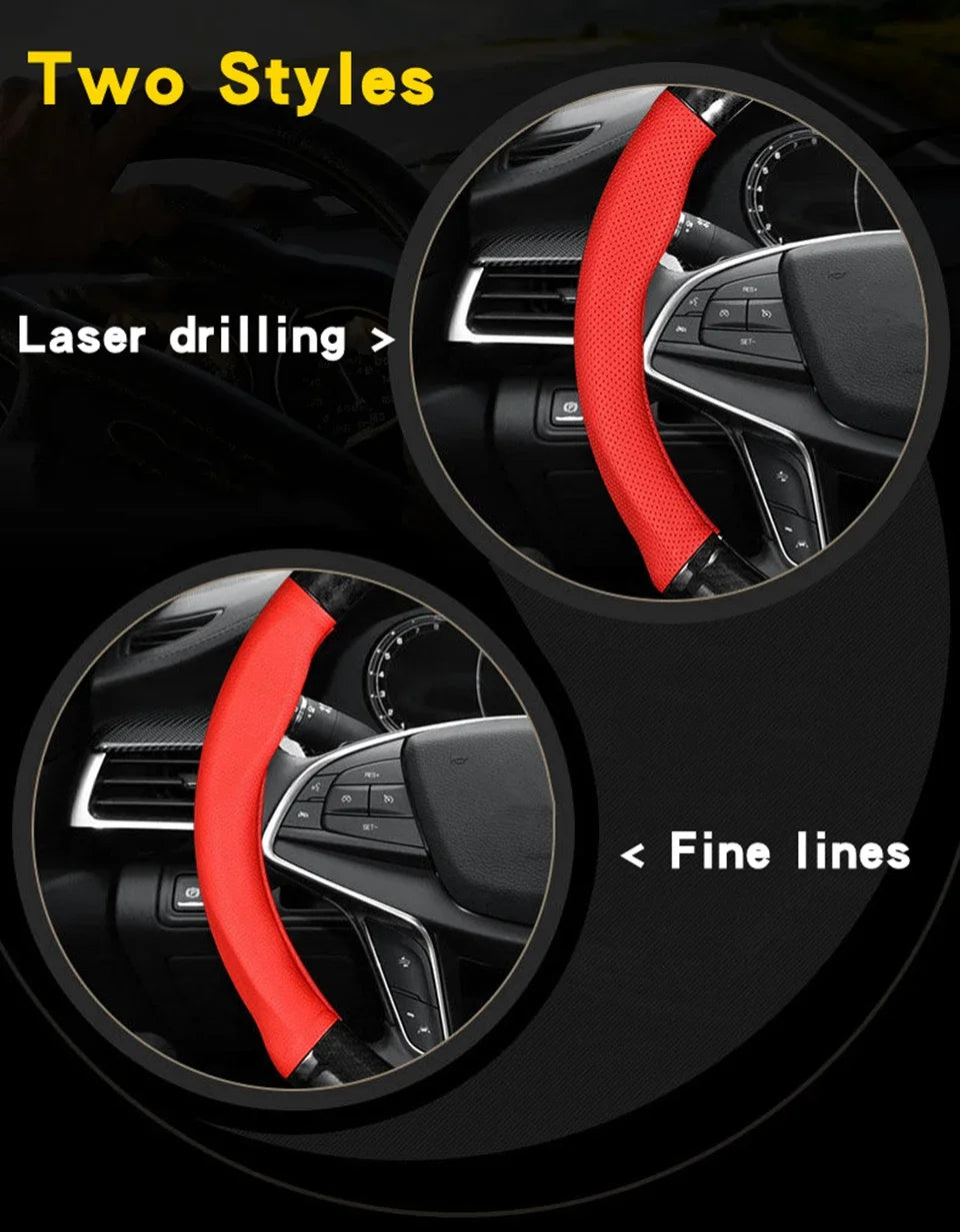 Carbon Fiber Steering Wheel Cover – Anti Slip Leather for Vehicle Interior