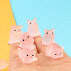 Glow-in-the-Dark Resin Piggy Ornaments – Miniature Decor for DIY Crafts