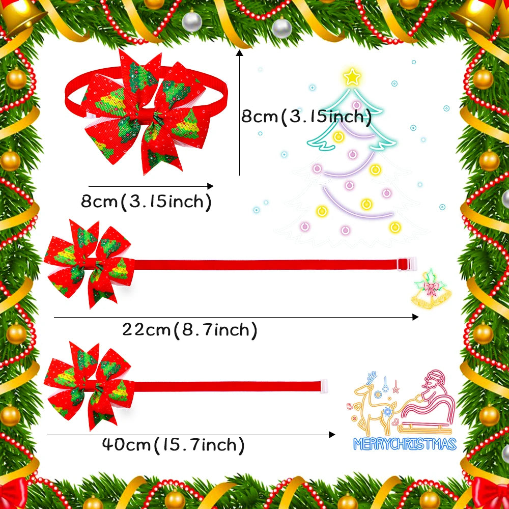 Adjustable Christmas Dog Bow Ties – Festive Holiday Pet Costume Accessories