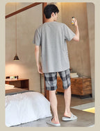 Striped Bear Pajama Set – Breathable Cotton Loungewear for Men